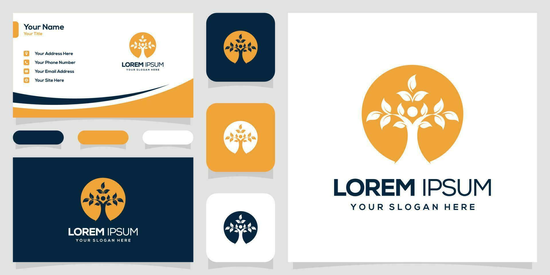 en företag kort och logotyp för en företag med en träd vektor