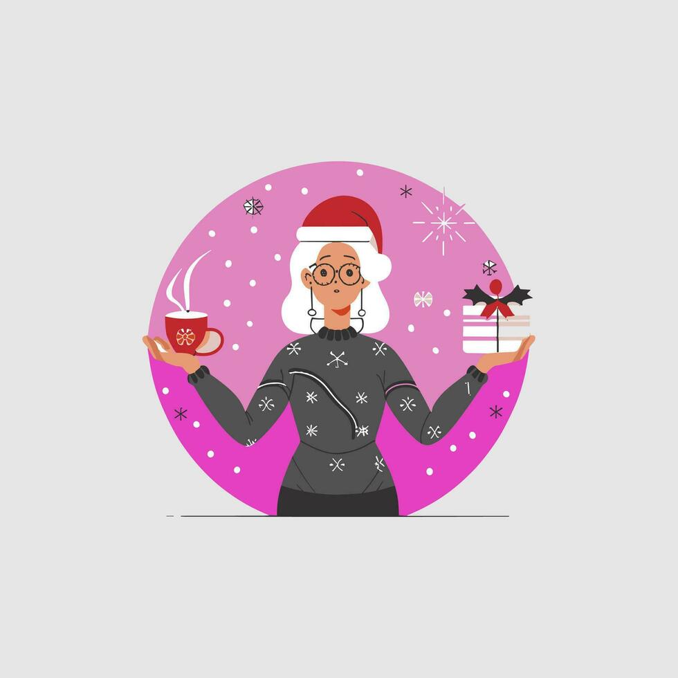 Illustration von ein eben Weihnachten Frau vektor