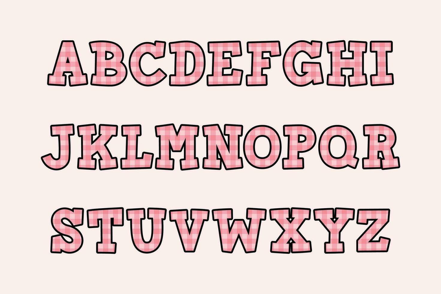 mångsidig samling av rosa pläd alfabet brev för olika användningar vektor