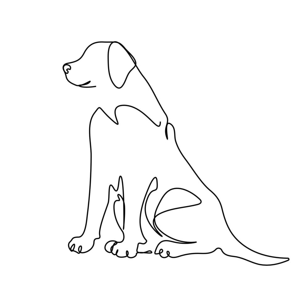 kontinuerlig linje ritning av söt hund vektor