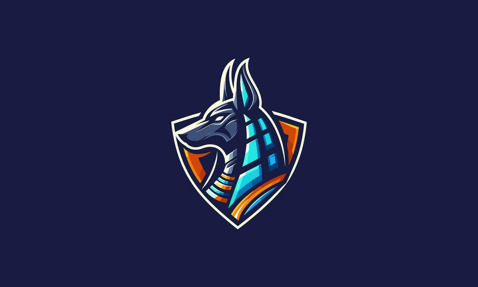 huvud anubis vektor illustration logotyp platt design