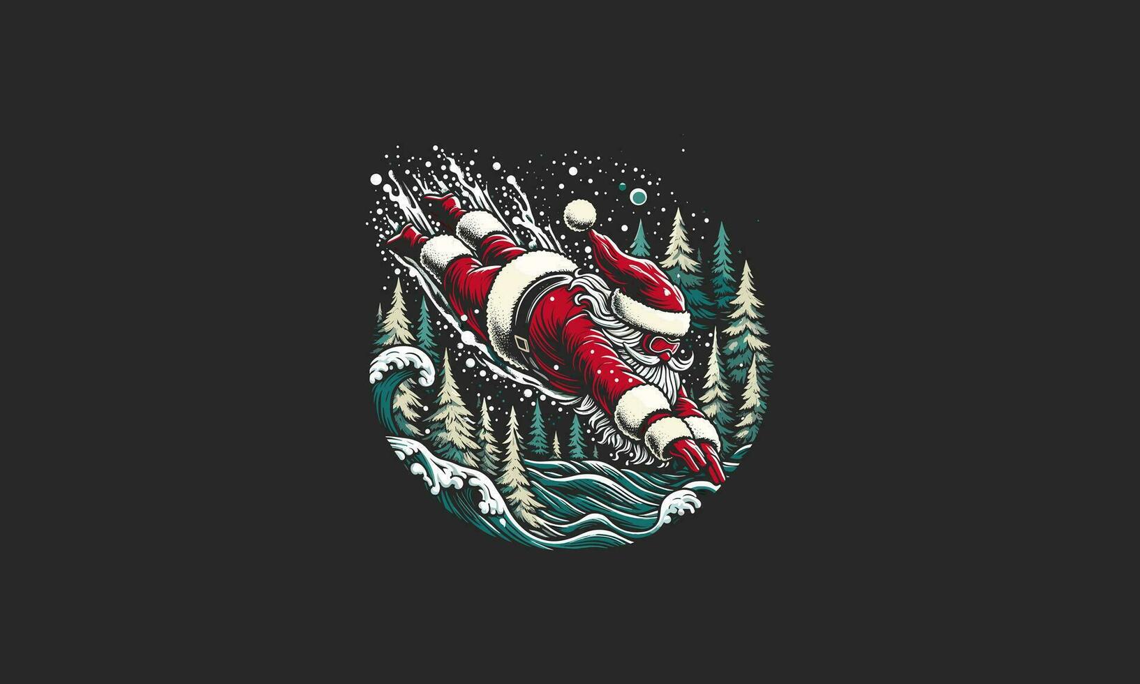 Santa Tauchen auf Wald Vektor Illustration Kunstwerk Design