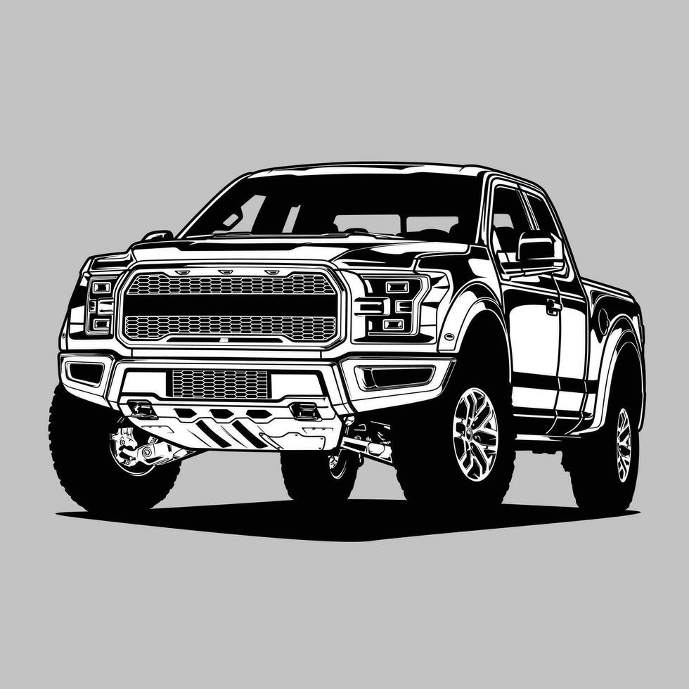 f150 Raubvogel schwarz und Weiß Aussicht Auto Vektor Illustration zum konzeptionelle Design