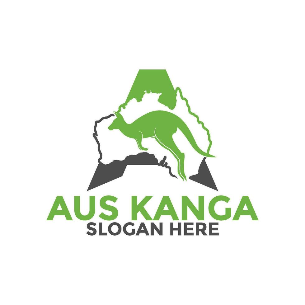 Initiale Brief ein mit Känguru und Australien Karte Logo Vektor Vorlage, kreativ Initiale Brief Logo