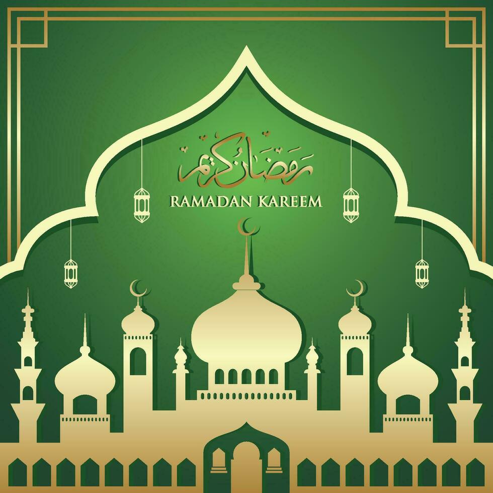 ramadan kareem arabicum kalligrafi, ramadan kareem skön hälsning kort med arabicum kalligrafi, mall för inbjudan, affisch, baner, kort för de firande av muslim gemenskap festival. vektor