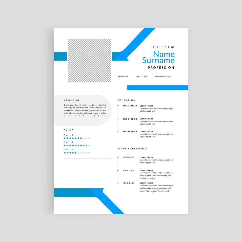 vektor minimal blå CV design