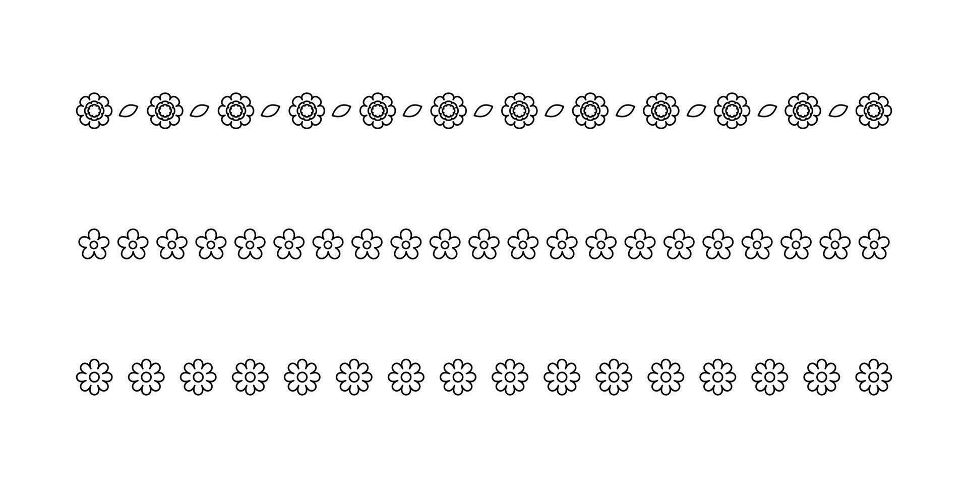 söt vår blommig delare gränser översikt linje konst klotter uppsättning. springtime och påsk blomma separatorer design element. vektor