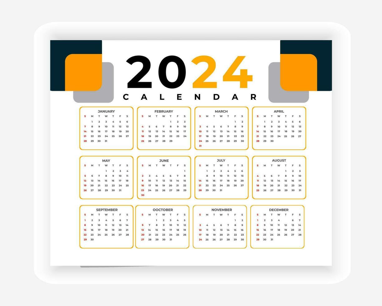 Vektor bunt 2024 Kalender Design