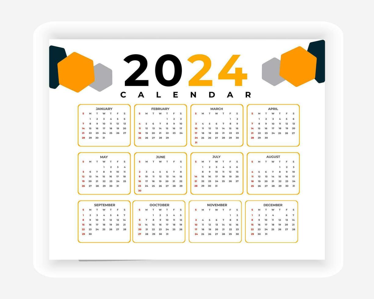 vektor färgrik 2024 kalender design