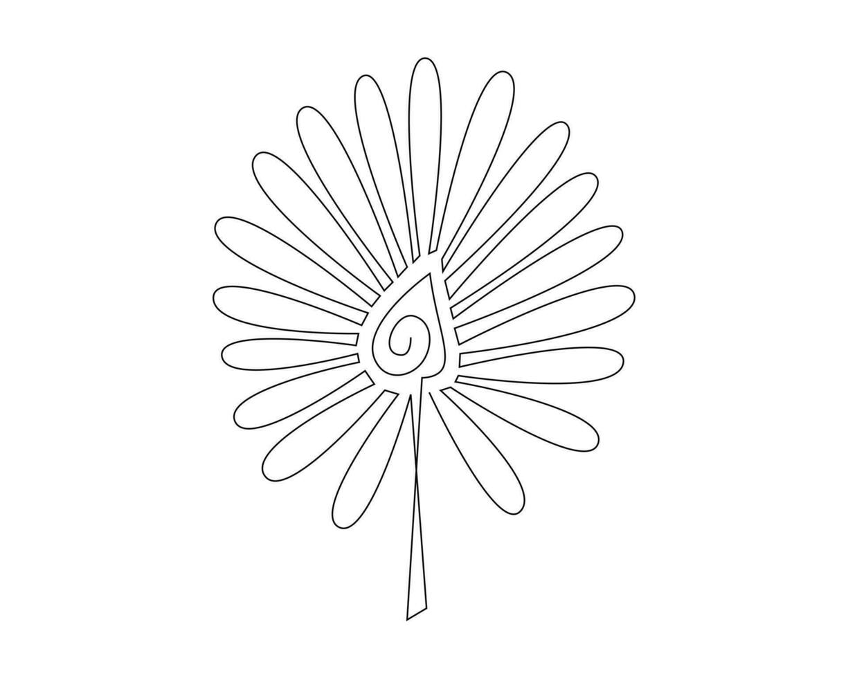 kontinuierlich einer einfach Single abstrakt Linie Zeichnung von ein Blume Symbol im Silhouette auf ein Weiß Hintergrund. linear stilisiert. vektor