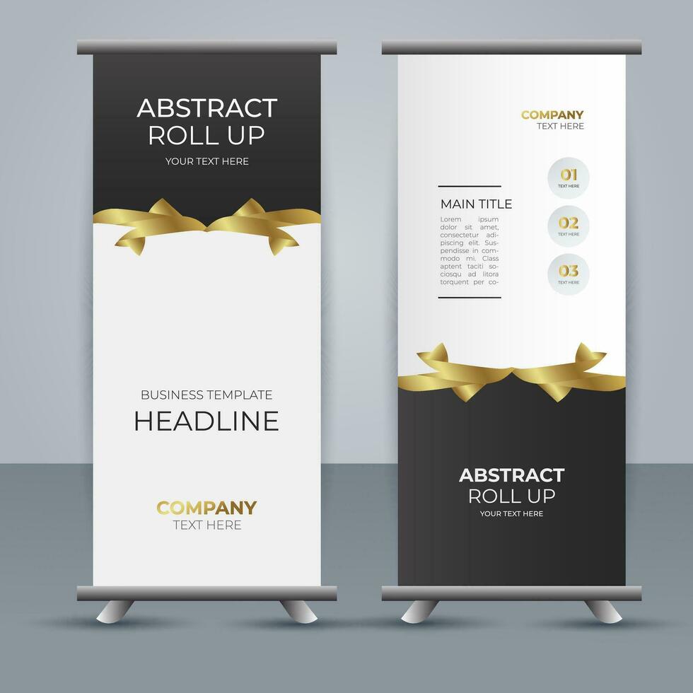 modern Geschäft rollen oben Banner Design mit golden Band vektor