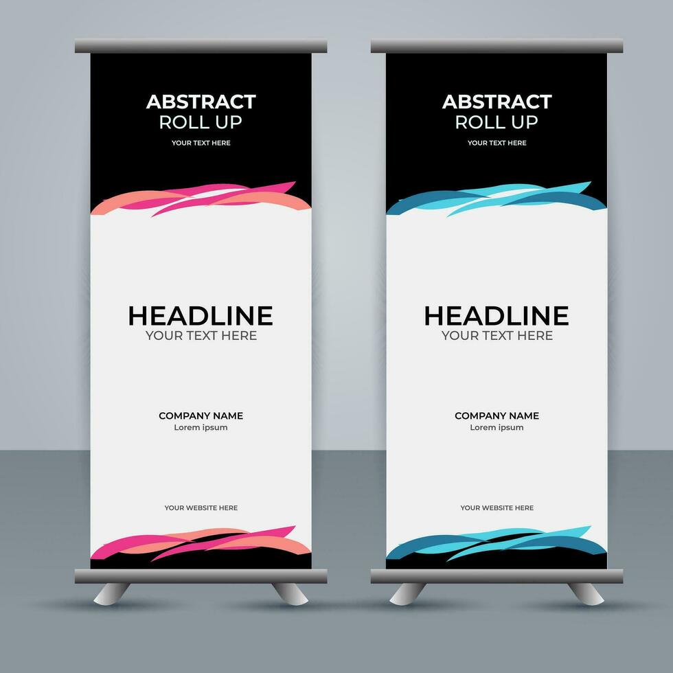 modern rollen oben Banner Vorlage mit abstrakt Design vektor