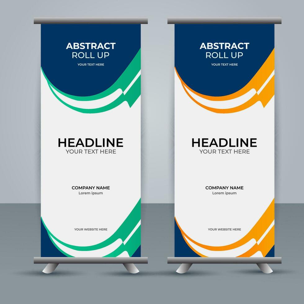 modern rollen oben Banner Vorlage mit abstrakt Design vektor