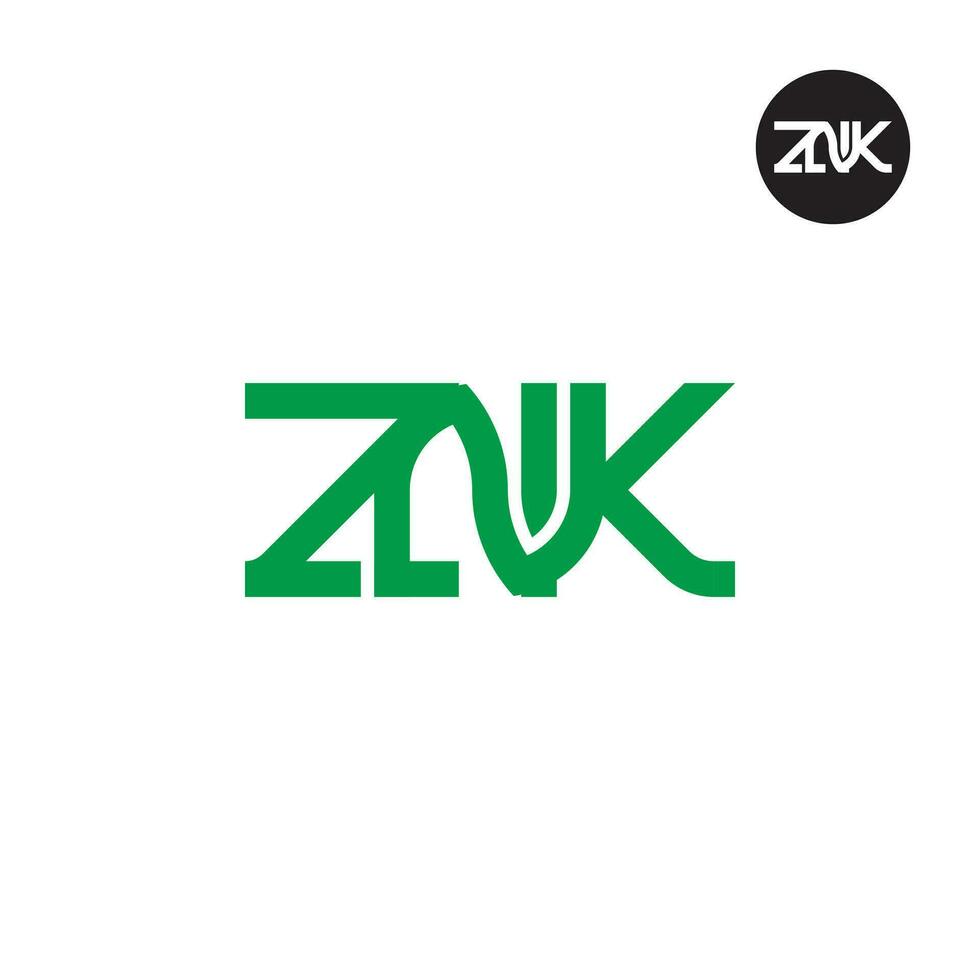 brev znk monogram logotyp design vektor