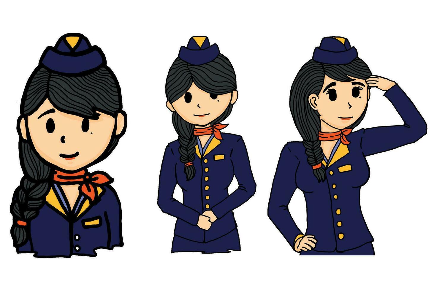 einstellen von weiblich Stewardess Vektor