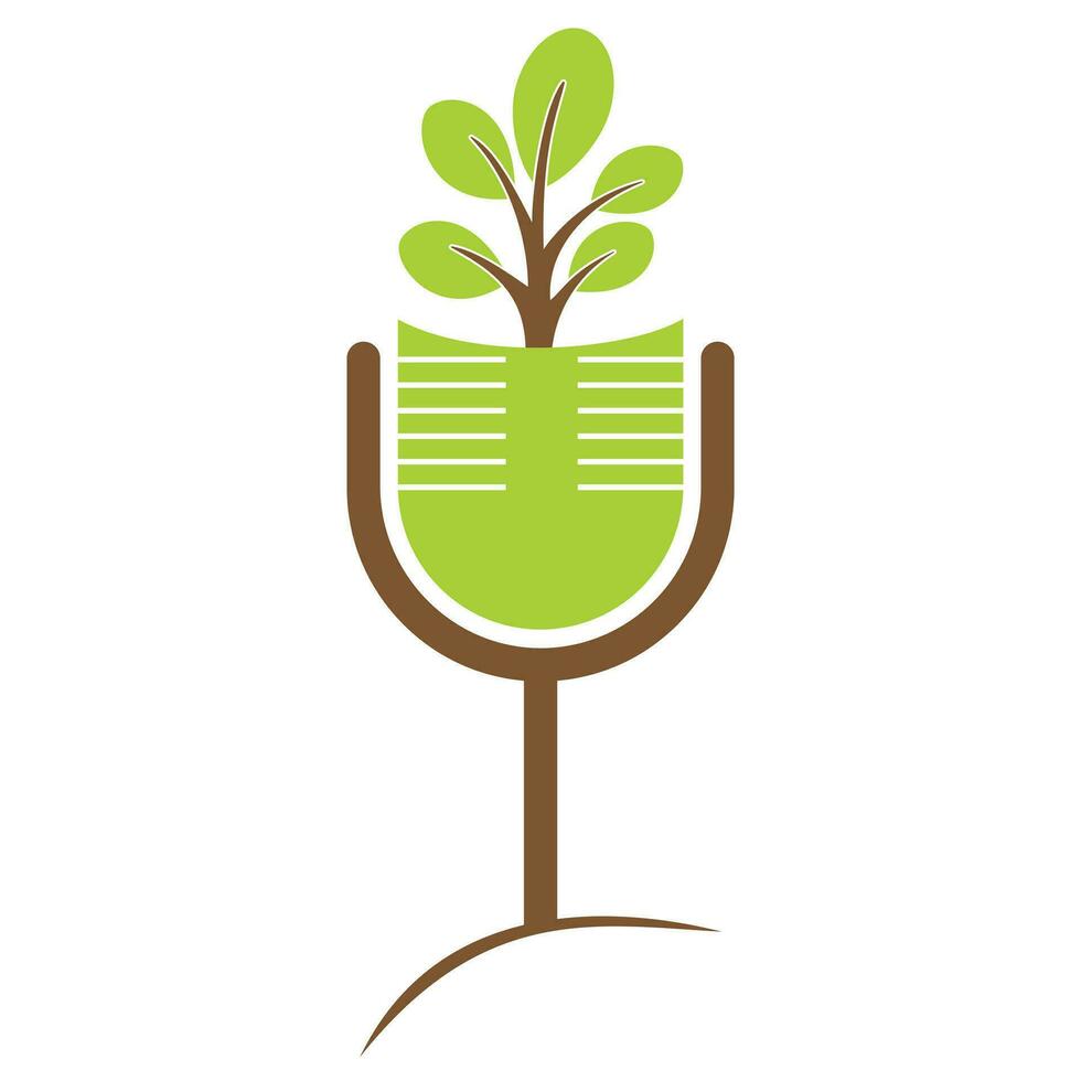 Natur Podcast mit Blatt Logo Design Vorlage vektor