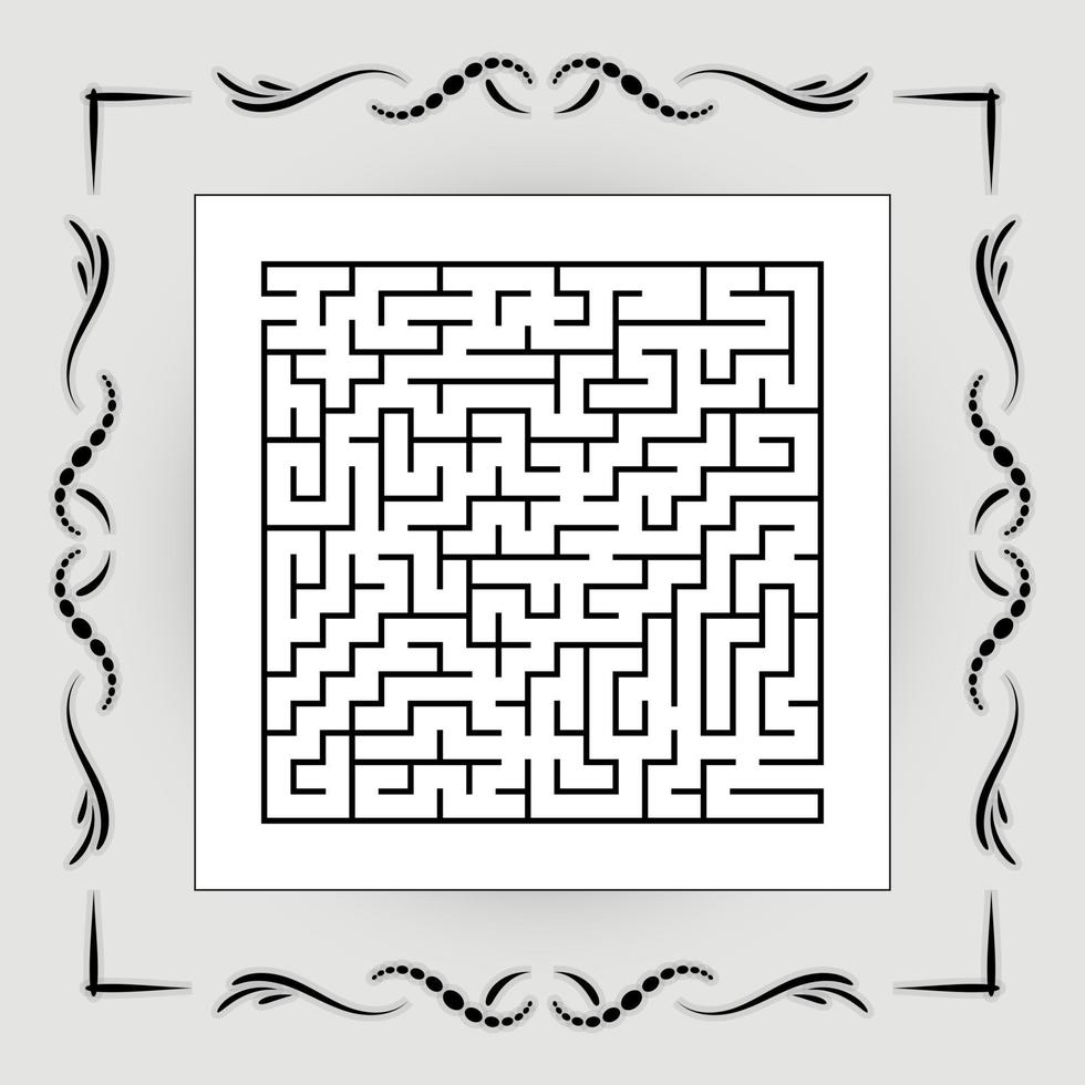 abstraktes quadratisches Labyrinth im Vintage-Rahmen. Spiel für Kinder. Puzzle für Kinder. ein Eingang, ein Ausgang. Labyrinth Rätsel. flache Vektorillustration. vektor