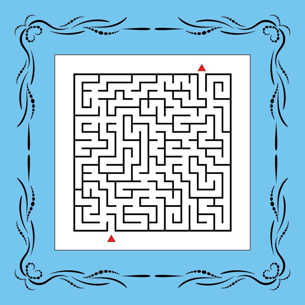 abstraktes quadratisches Labyrinth im Vintage-Rahmen. Spiel für Kinder. Puzzle für Kinder. ein Eingang, ein Ausgang. Labyrinth Rätsel. flache Vektorillustration. vektor