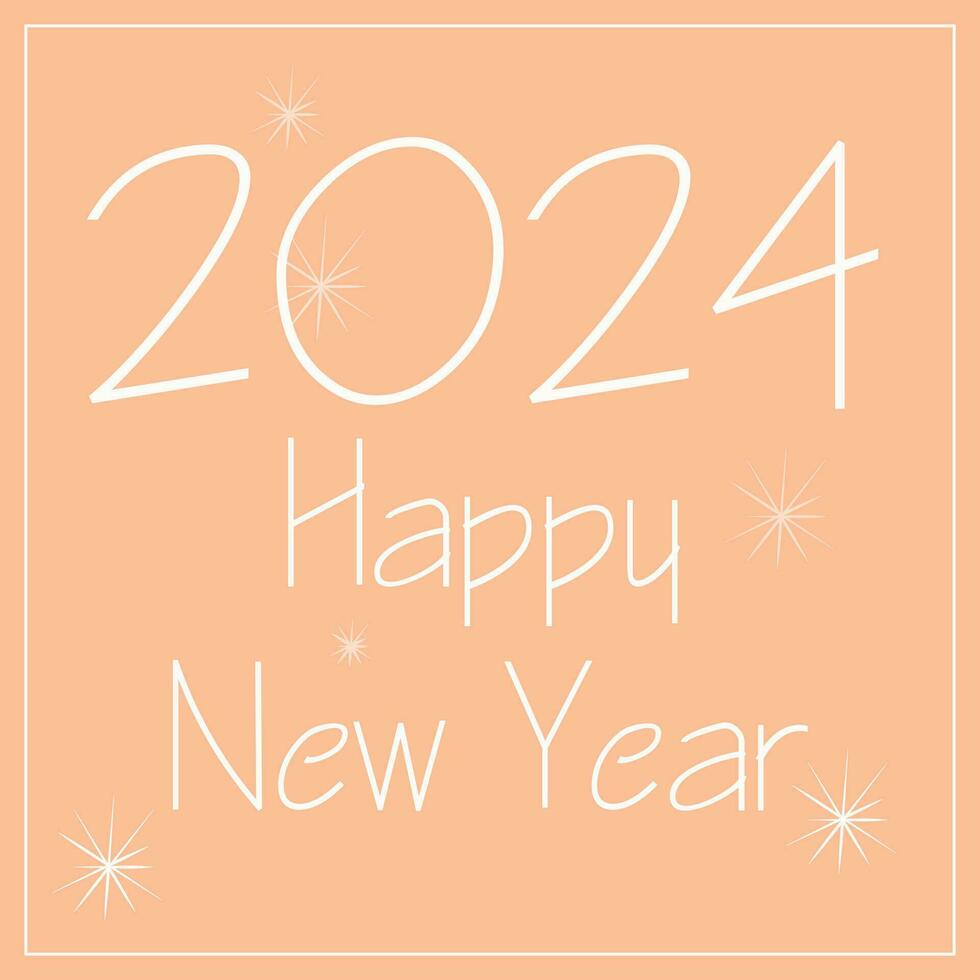Postkarte im Pfirsich Farbe, Neu Jahre Farbe, 2024 Neu Jahr vektor