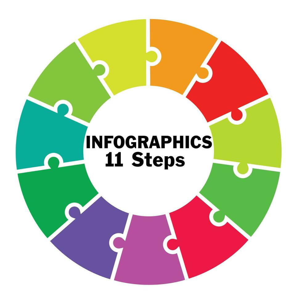 11 steg eller alternativ cirkulär infographics vektor