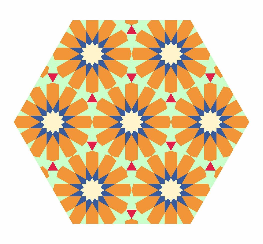 färgrik hexagonal islamic mönster. arabicum design element. vektor