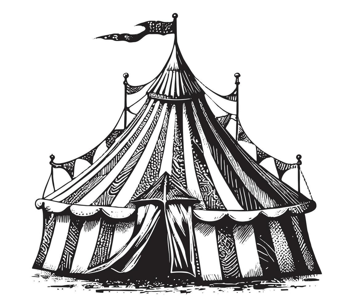 Zirkus Zelt Hand gezeichnet skizzieren Vektor Illustration Spaß