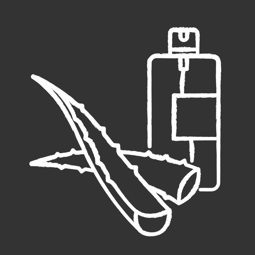 Aloe Vera Notfallspray Kreide weißes Symbol auf schwarzem Hintergrund vektor