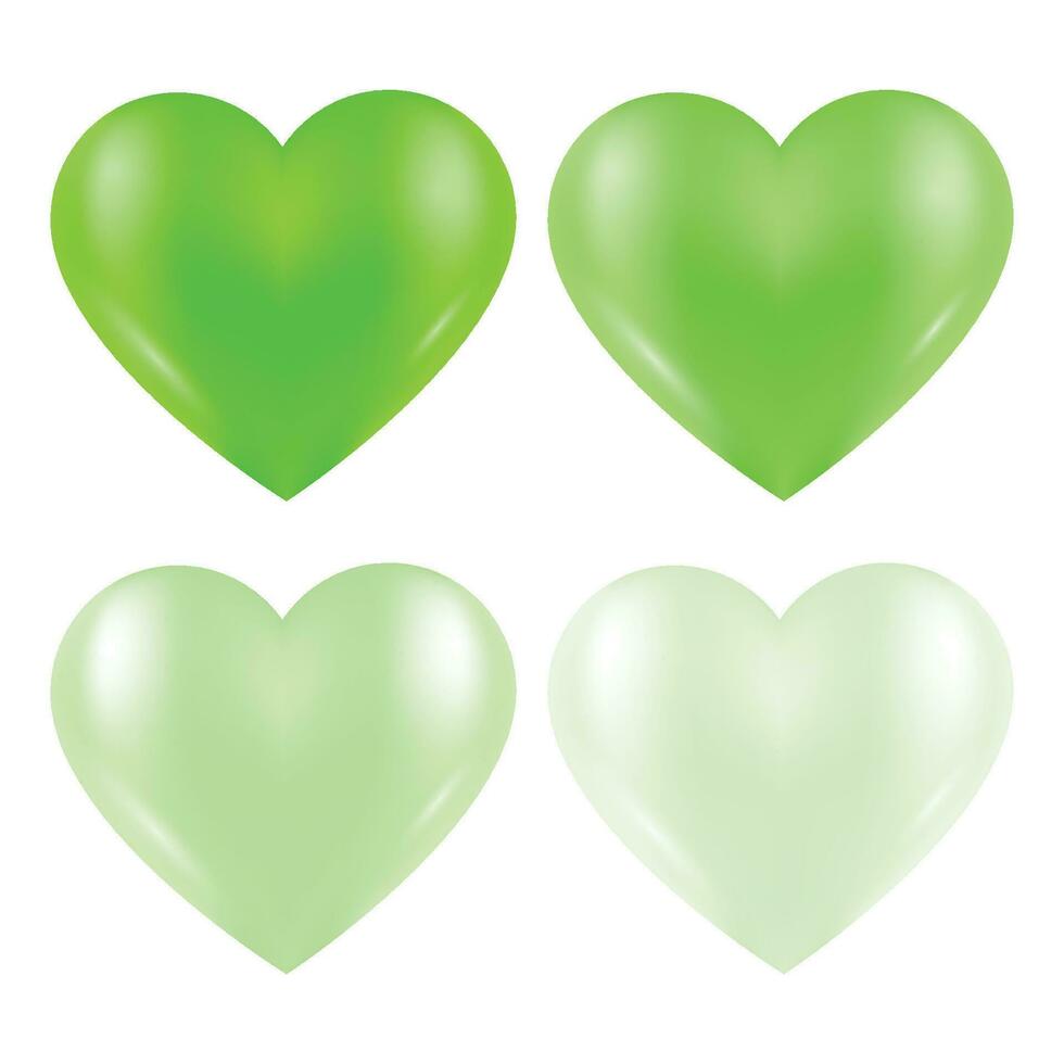 vektor ikon uppsättning valentines samling av grön hjärtan