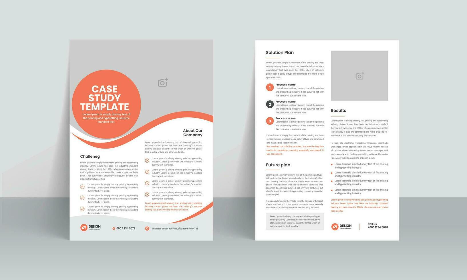 fall studie mall och företag fall studie häfte med kreativ layout eller dubbel- sida flygblad design vektor