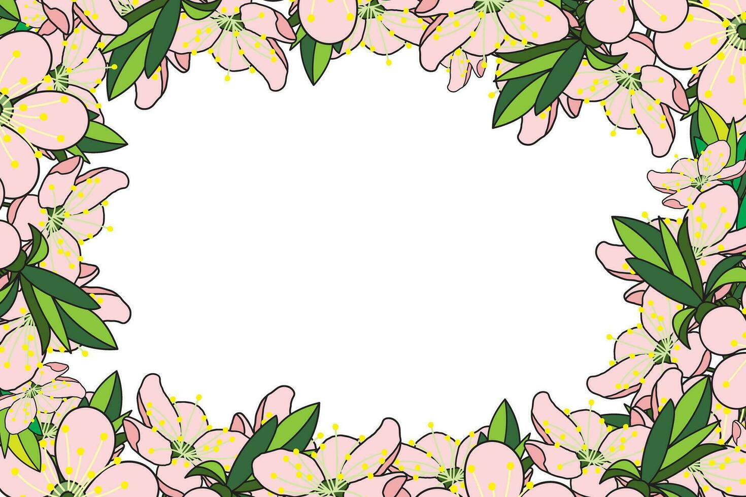 Illustration von das Kirsche Bossen Blume mit Blatt auf leeren Hintergrund. vektor