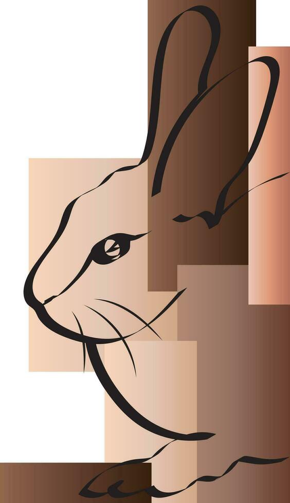 minimalistisch Linie Kunst von das Hase mit Farbe Hintergrund. vektor