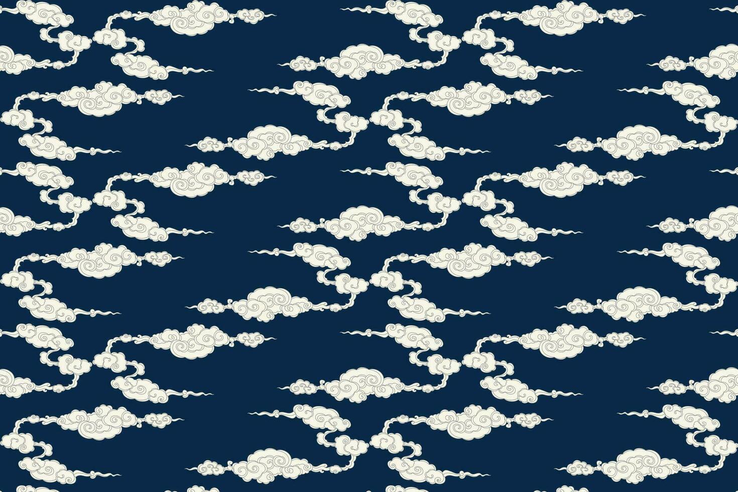 illustration, mönster av de kinesisk cloude på djup blå bakgrund. vektor