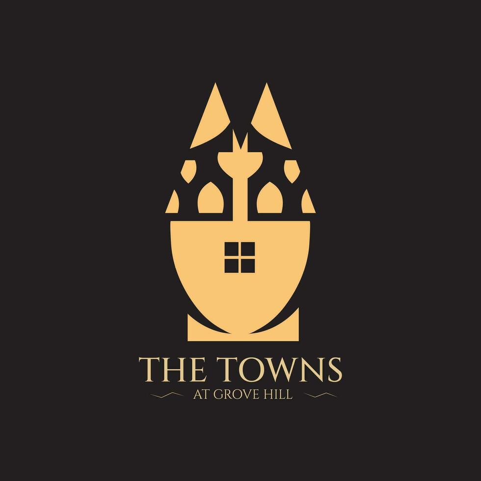 kreativ Logo Design zum ein Unternehmen Das ausgezeichnet im Verkauf, Kauf Häuser im das Städte von hügelig Bereich vektor