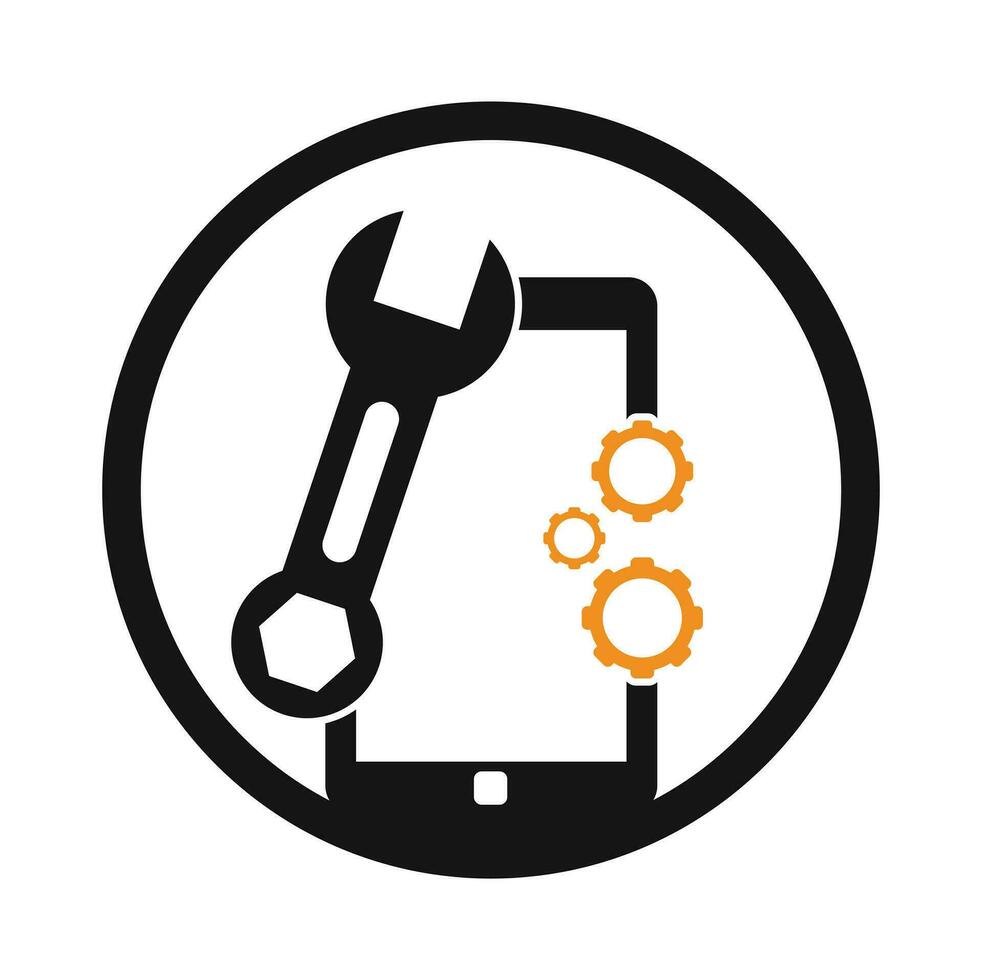 Handy, Mobiltelefon Reparatur Logo Design Vorlage. vektor