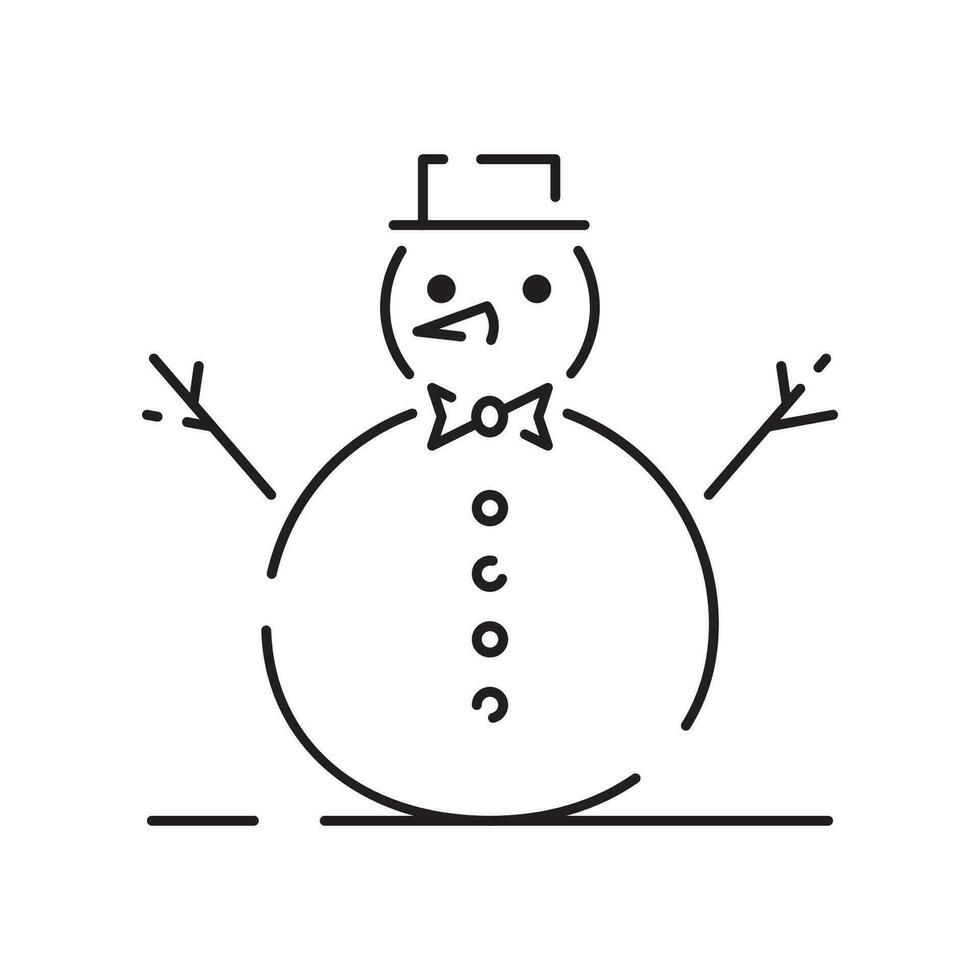 Schneemann linear Symbol. Schnee Skulptur. bauen mit Schneeball. Weihnachten Zeit festlich Dekoration. dünn Linie anpassbar Illustration. Kontur Symbol. Vektor isoliert Gliederung Zeichnung. editierbar Schlaganfall.