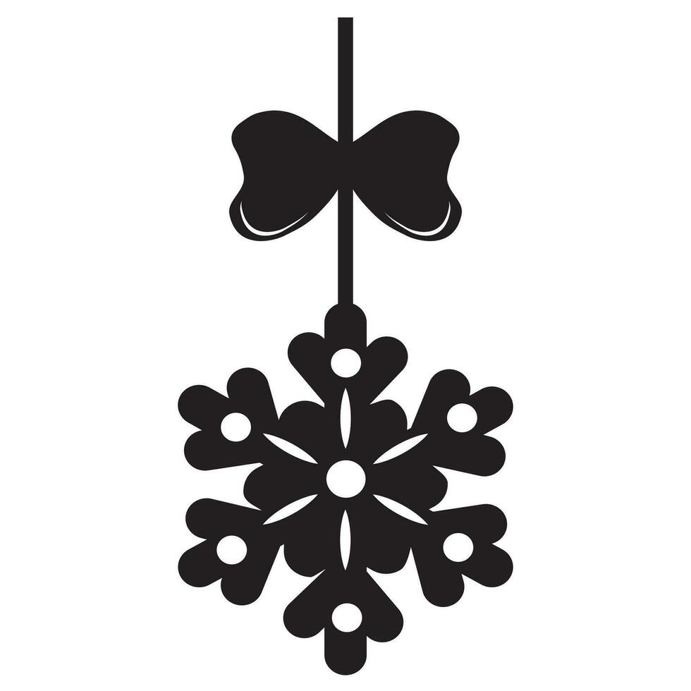 Weihnachten Girlande mit Schneeflocke dekoriert mit ein Bogen, schwarz Gliederung Färbung isoliert Illustration im Gekritzel Stil vektor