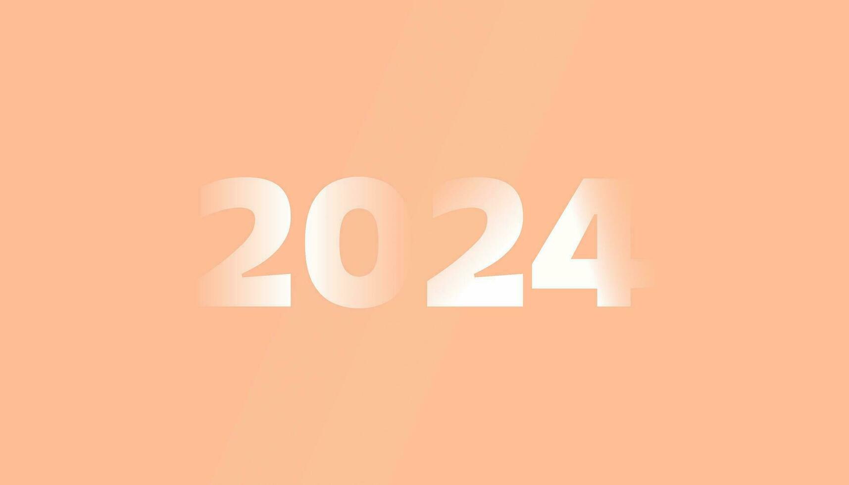 2024 Zahlen auf Pfirsich Flaum Hintergrund Vektor Illustration