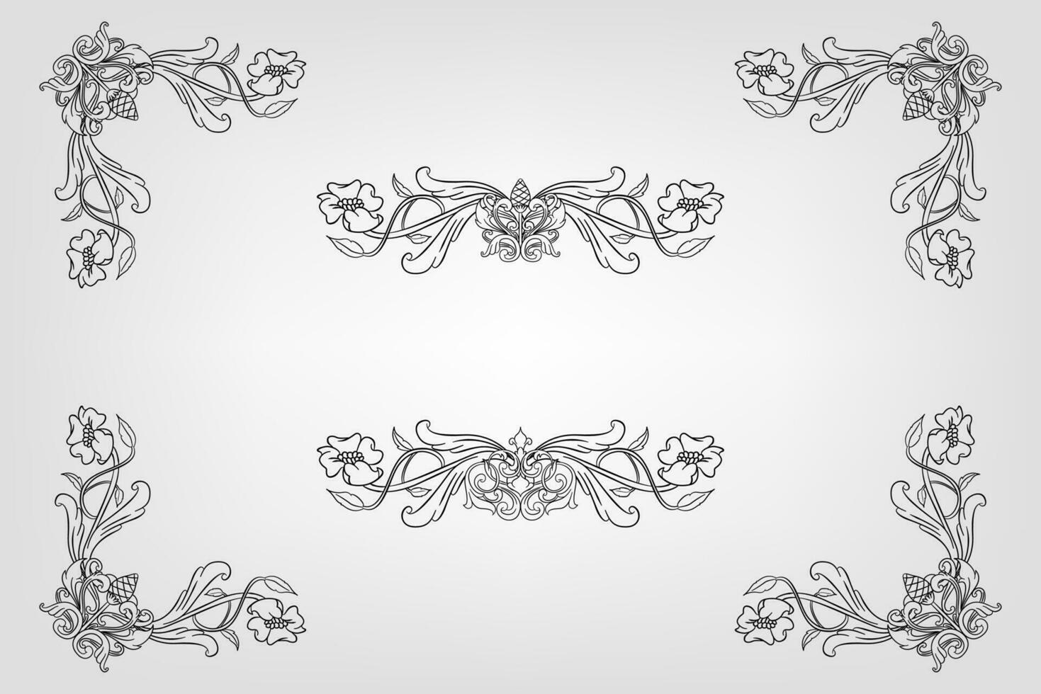 klassisch Barock Filigran Dekoration Ornament Jahrgang Blumen- Rand Stil Antiquität Kunst retro vektor