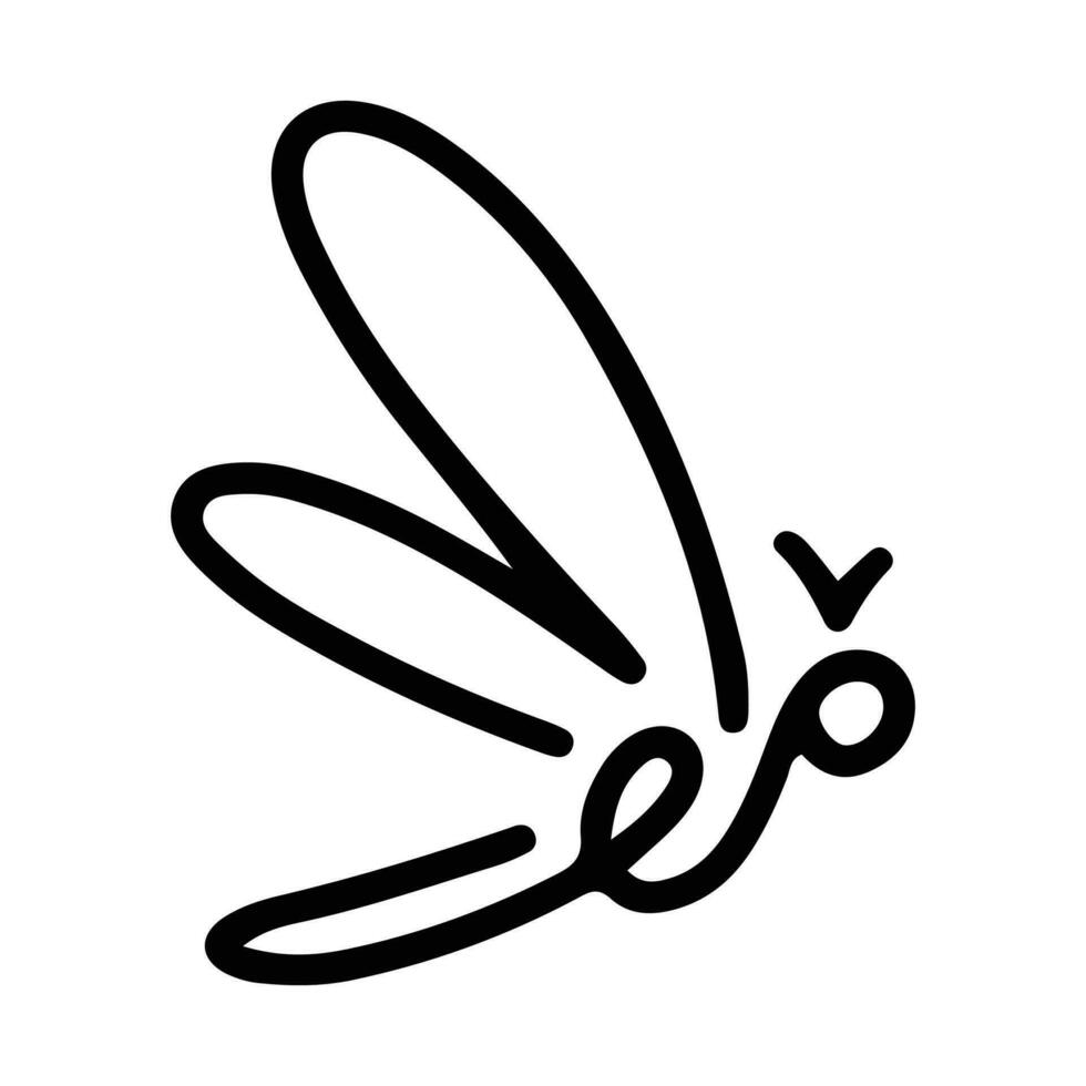 Libelle Linie Kunst Gekritzel Illustration, einfach und minimalistisch Insekt Libelle Logo Design. Gliederung Libelle Logo vektor