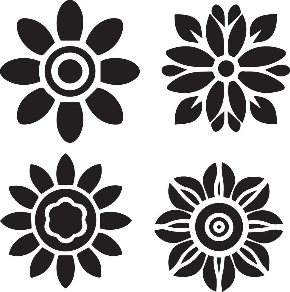 blomma ikon vektor konst illustration svart Färg 9