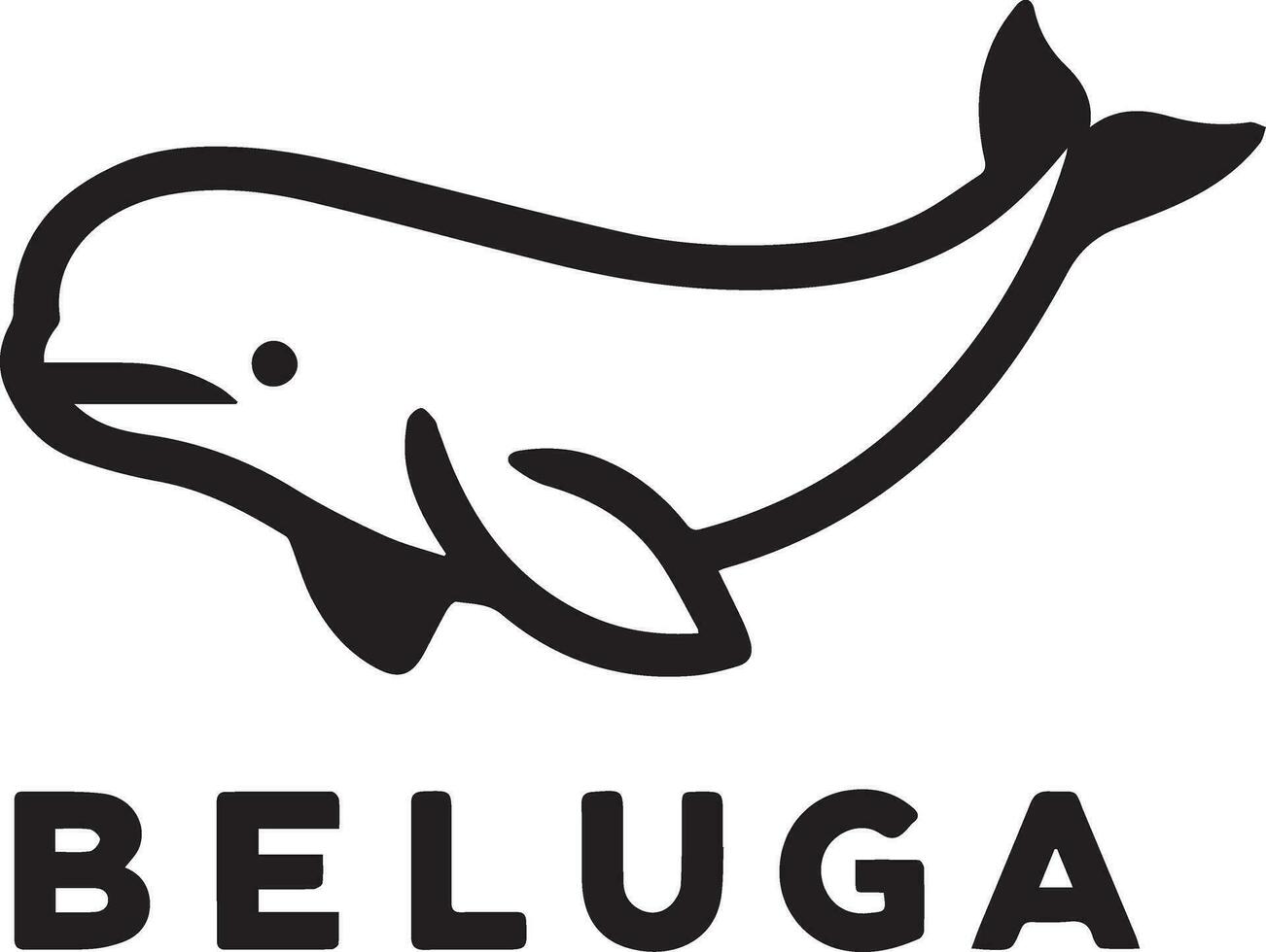 minimal Beluga Wal Vektor Silhouette schwarz Farbe Weiß Hintergrund 7