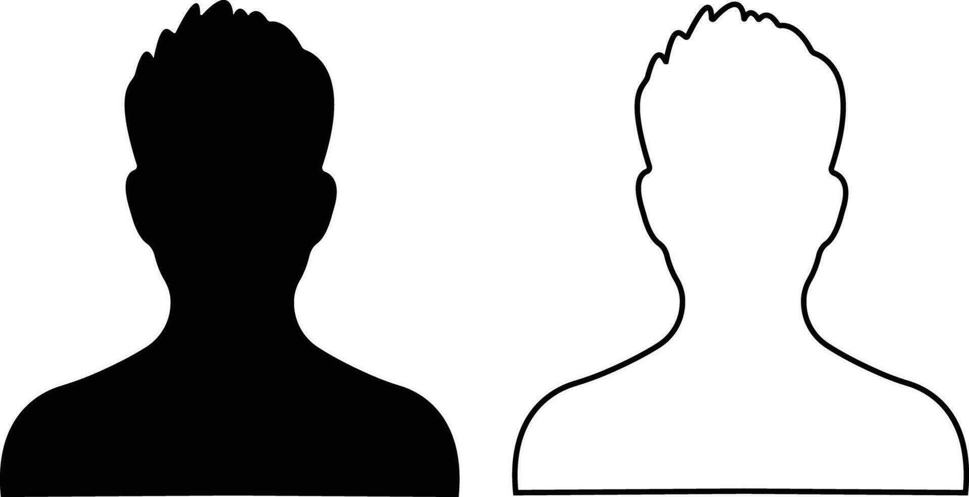 Benutzer Profil, Person Symbol im Wohnung, Linie einstellen isoliert auf geeignet zum Sozial Medien Mann Profile, Bildschirmschoner abbilden männlich Gesicht Silhouetten Vektor zum Apps Webseite