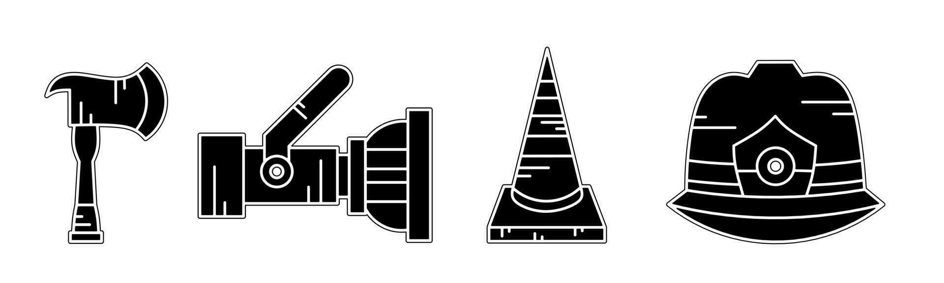 brand eldsläckare Utrustning ikon samling. ett illustration av en svart brand eldsläckare Utrustning ikon. stock vektor. vektor