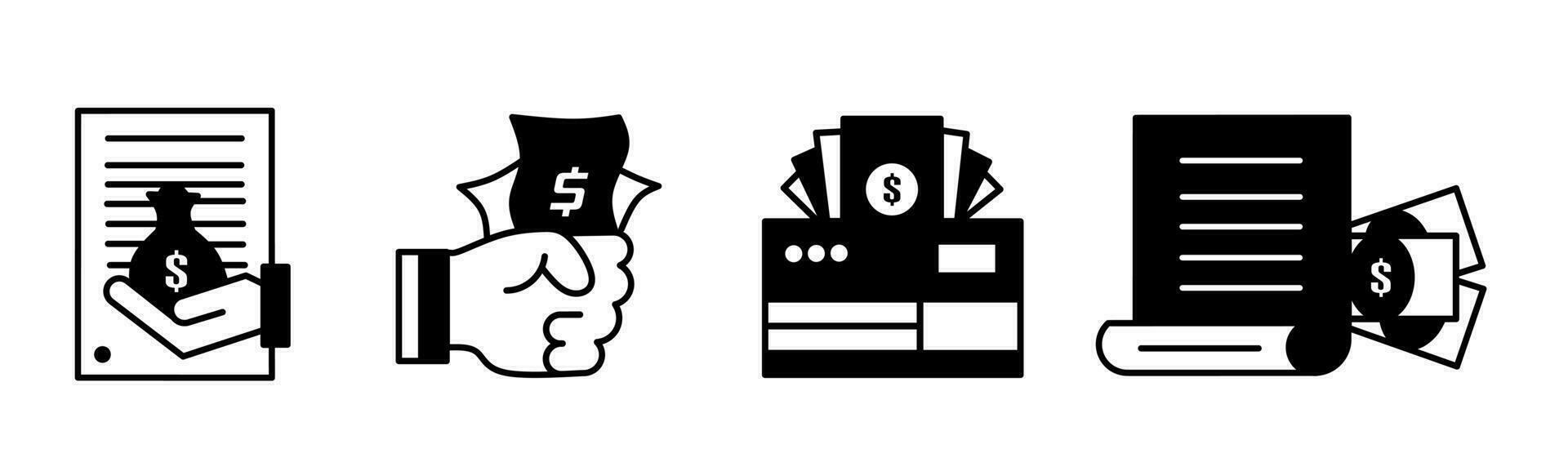 pengar ikon vektor svart och vit illustration design för företag. stock vektor.