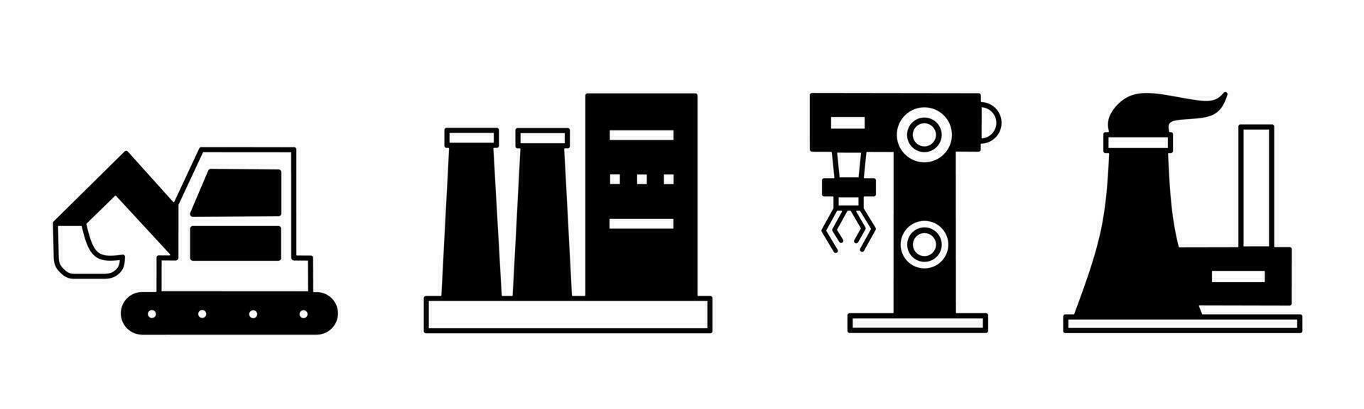 konstruktion, industriell ikon vektor svart och vit illustration design för företag. stock vektor.