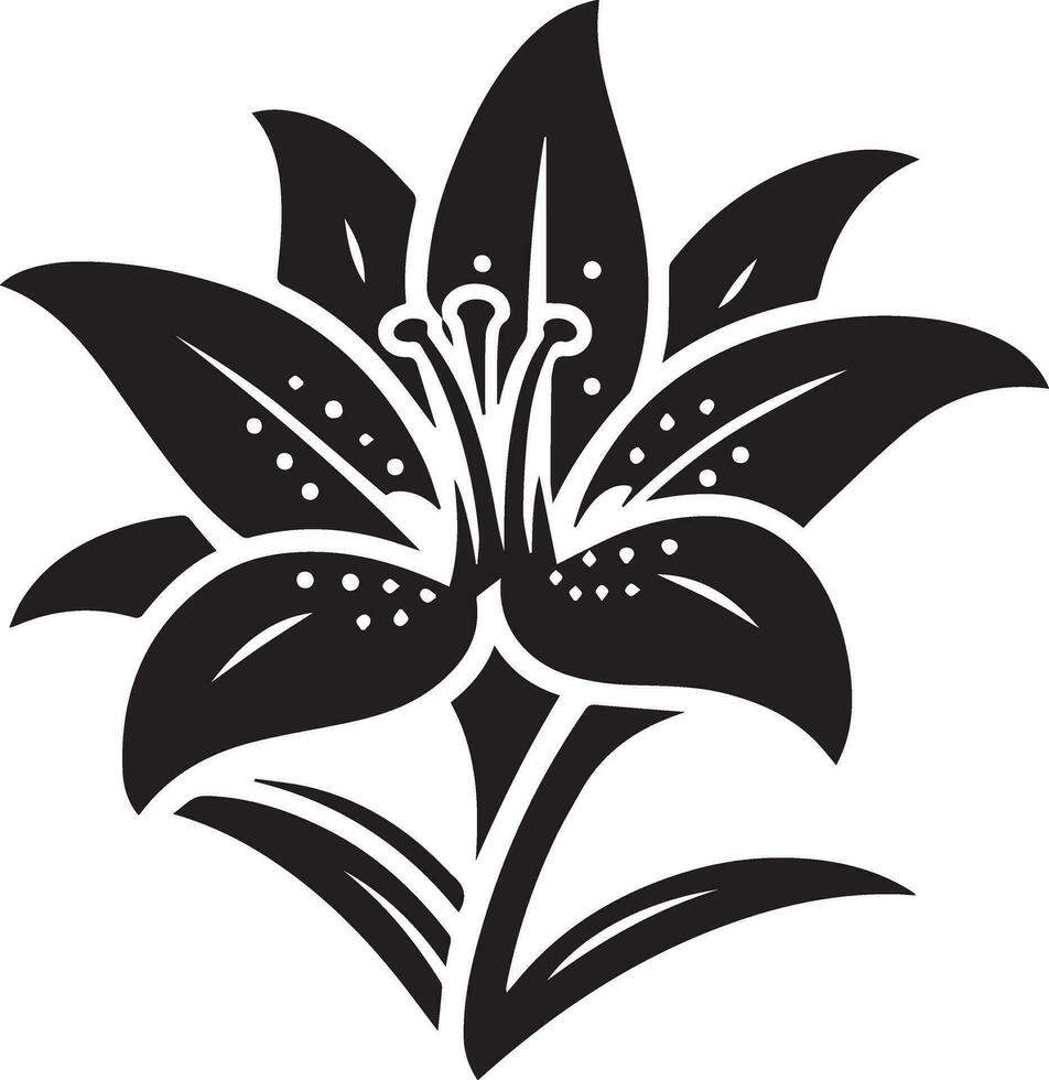 minimal lilja blomma ikon vektor silhuett svart Färg vit bakgrund 18