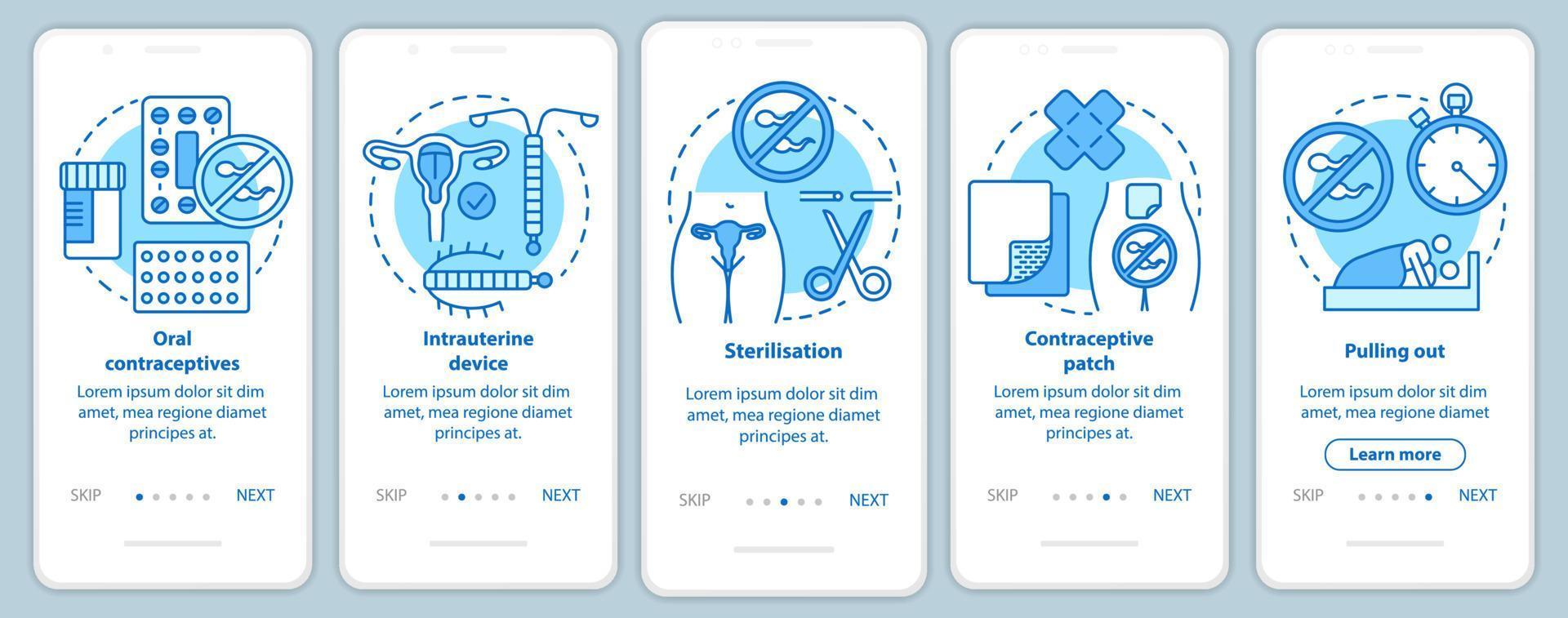 Safer Sex Onboarding mobiler App-Seitenbildschirm mit linearen Konzepten vektor