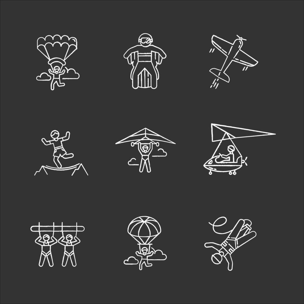 Air Extremsport Kreide Icons Set vektor