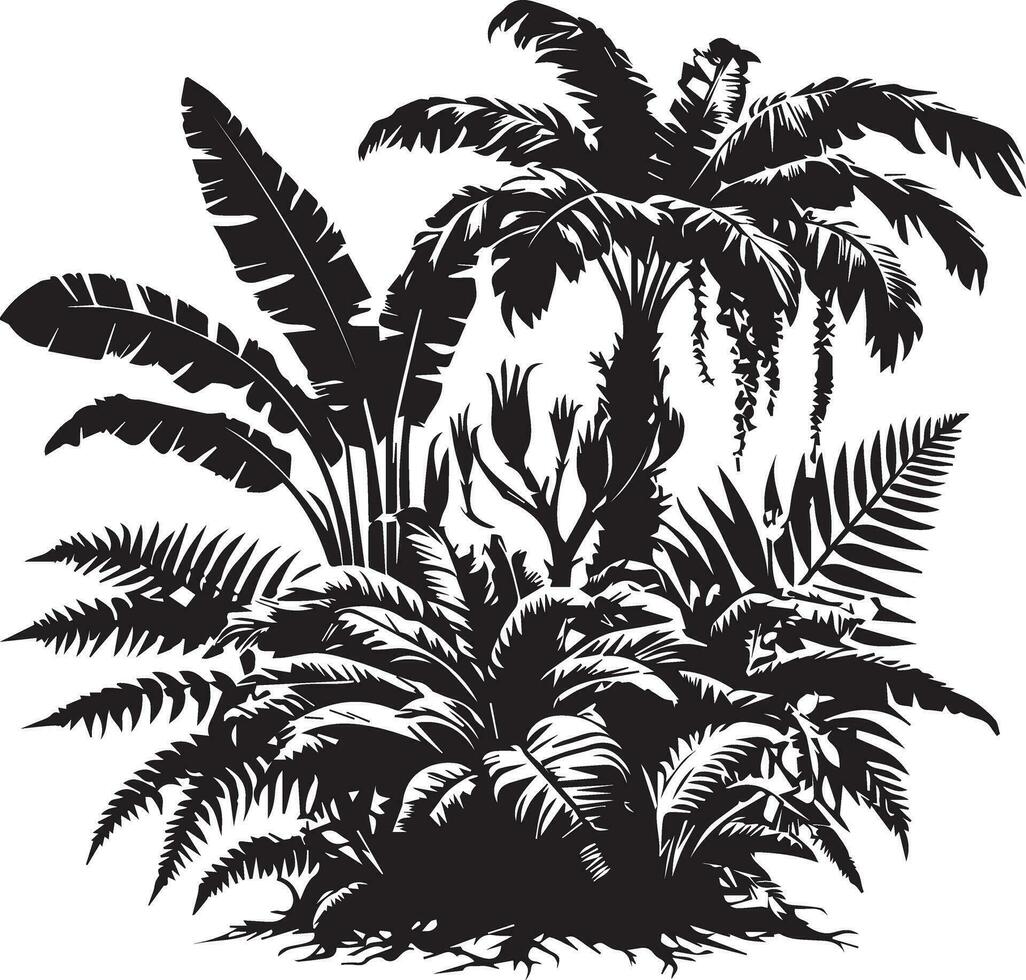Urwald Pflanze Vektor Silhouette schwarz Farbe 12