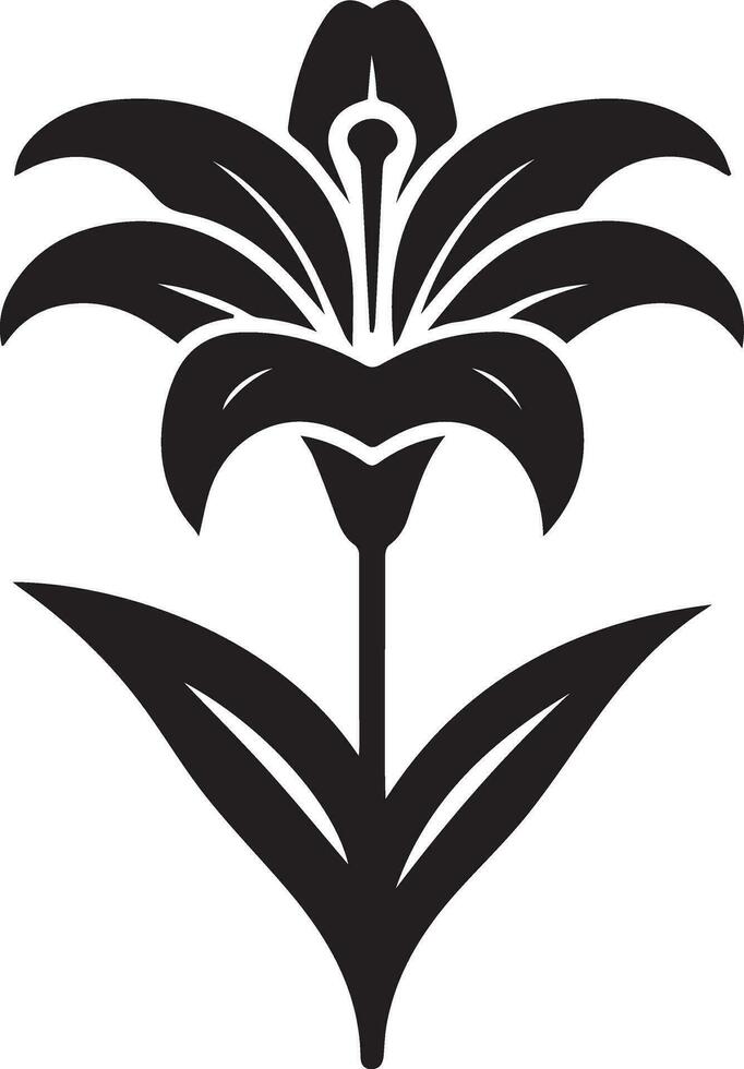 minimal lilja blomma ikon vektor silhuett svart Färg vit bakgrund 4